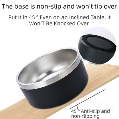 PETSMEN 304 Stainless Steel Pet Food Feeding Bowl Double Layered Thickened With Silicone Bottom Anti-Slip Drinking Water Bowl For Cat And Dog