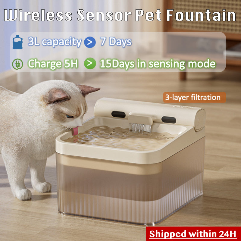 PETSMEN 3L 1800mAh Smart Pet Water Dispenser Automatic Electric Cat Circulation Water Fountain Super Silent Intelligent Wireless Induction Filtration Water Dispenser