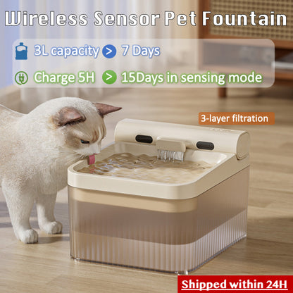 PETSMEN 3L 1800mAh Smart Pet Water Dispenser Automatic Electric Cat Circulation Water Fountain Super Silent Intelligent Wireless Induction Filtration Water Dispenser